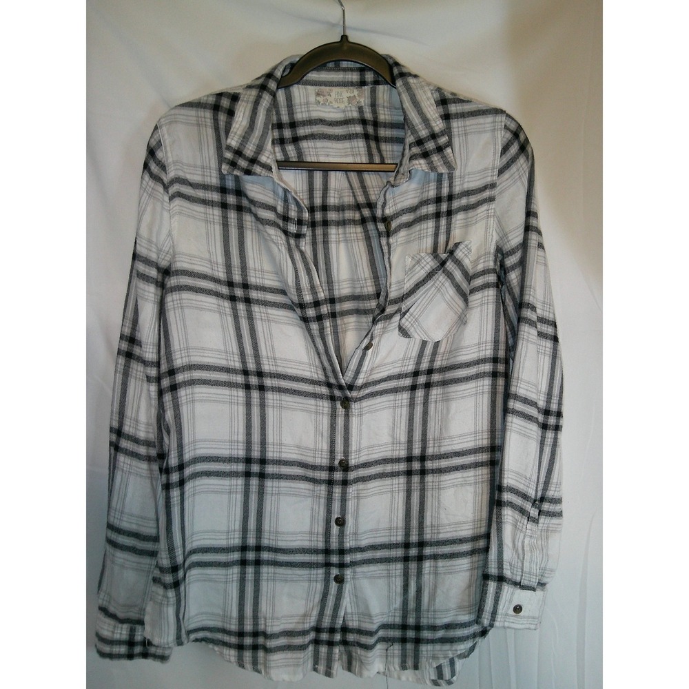 Pink‎ Rose Women Plaid Flannel Button Down Shirt Long Sleeve Casual Top Medium